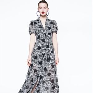 Heart Print Chiffon Maxi Dress | Betsey Johnson | New With Tags